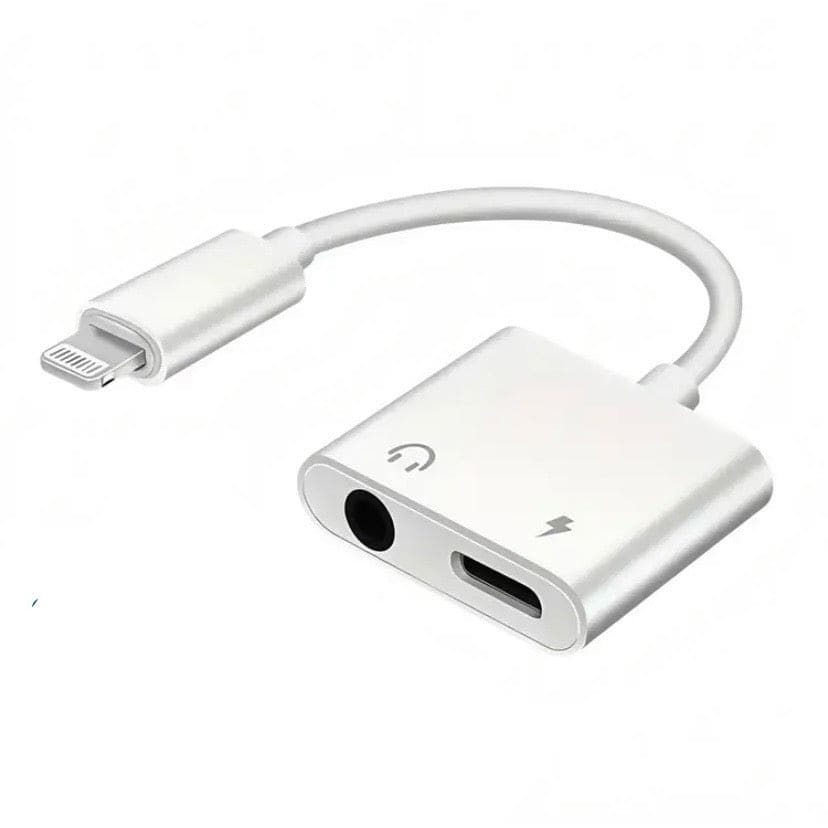 9eight5 Lightning Audio & Charge Adapter showcasing a compact electronics accessory for iPhone charging and audio connection.