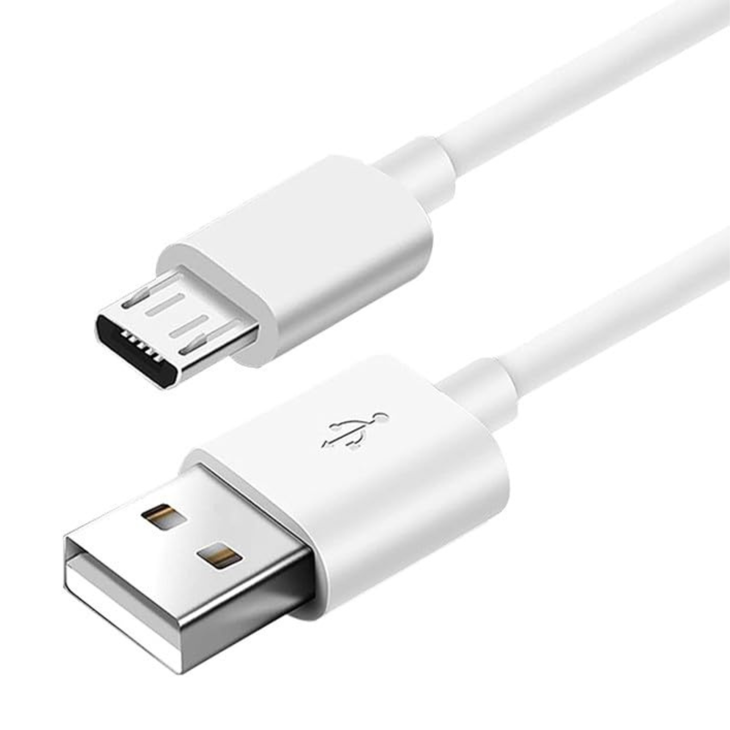 White 1m USB Micro-USB charger cable for Sony phones by 9eight5, showing the cable connected to a Sony device.
