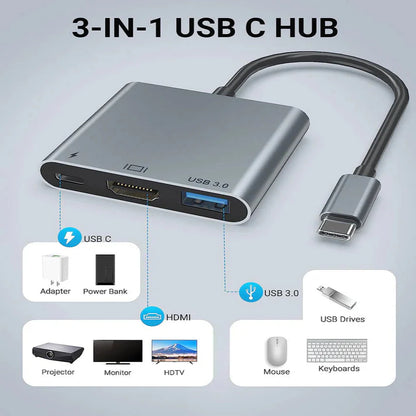 9eight5 USB 3.1-C Type-C to HUB adapter showing a sleek black connector for connecting multiple devices.