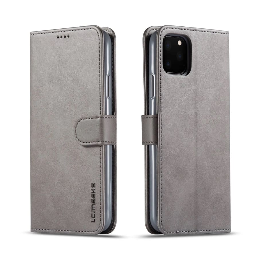 Brown flip case for iPhone 11 by 9eight5, showing the wallet-style design with available color options.