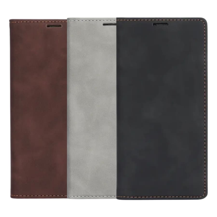 Brown flip case for iPhone 16 Plus by 9eight5, showcasing a stylish protective phone cover with a fold-over design.