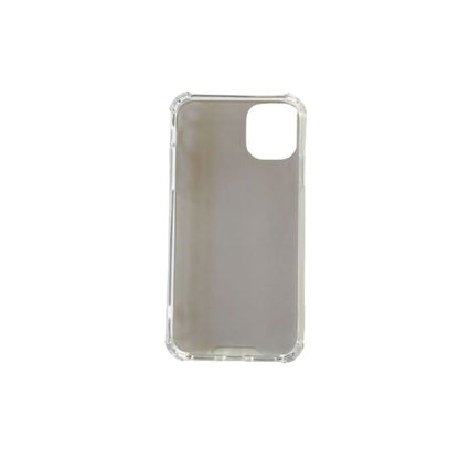 Rose gold silicone phone case for iPhone 11 by 9eight5, shown fitted on the device with a smooth, flexible finish.