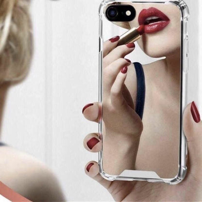 Silver mirror silicone case for iPhone 11 by 9eight5, showing a sleek reflective finish and snug fit for the phone.