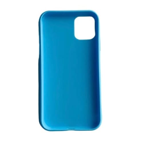 Sky blue 9eight5 iPhone 11 phone case showing smooth, protective silicone cover with precise cutouts for buttons and camera.