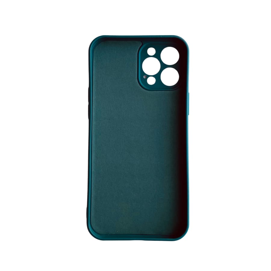 Green 9eight5 phone case for iPhone 12 Pro Max (6.7”) with textured design, protective cover, and precise cutouts for buttons and camera.
