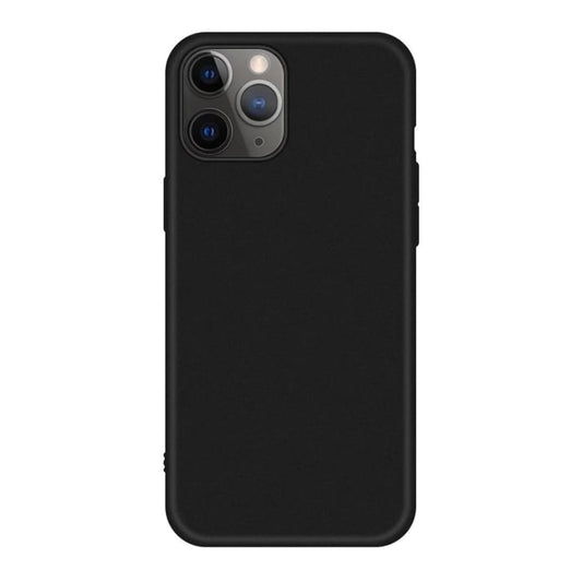 Black silicone case for iPhone 12 Pro Max 6.7-inch by 9eight5, showing a soft, flexible protective cover with precise cutouts.