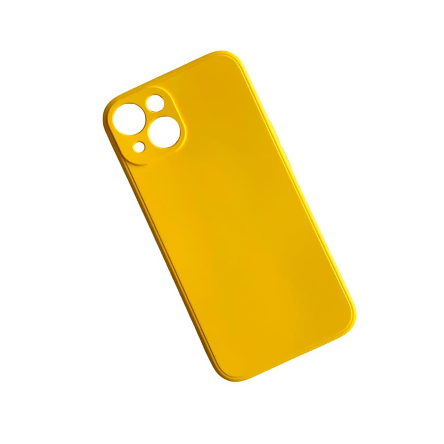 Yellow 9eight5 phone case for iPhone 13 and iPhone 13 Pro 6.1-inch models, slim protective cover with smooth finish.