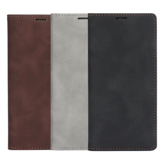 Brown flip case for iPhone 16 Pro by 9eight5, showing the front cover and phone inside, available in three colors.