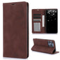 Brown flip case for iPhone 16 Pro by 9eight5, showing the front cover and side view of the phone in a sleek protective design.