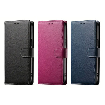 Black flip phone case by 9eight5 for iPhone 16e (6.1”), with open cover design, available in three colors.