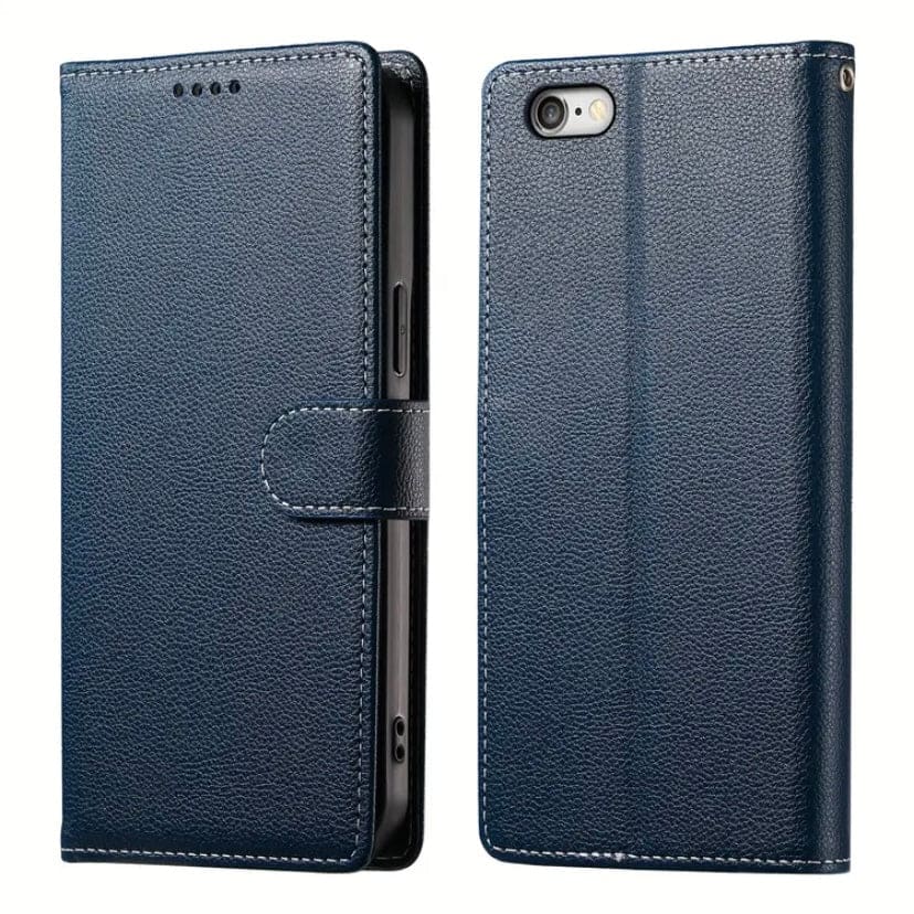 Black flip case for iPhone 16e by 9eight5, showcasing a sleek design with three color options, perfect for protection and style.