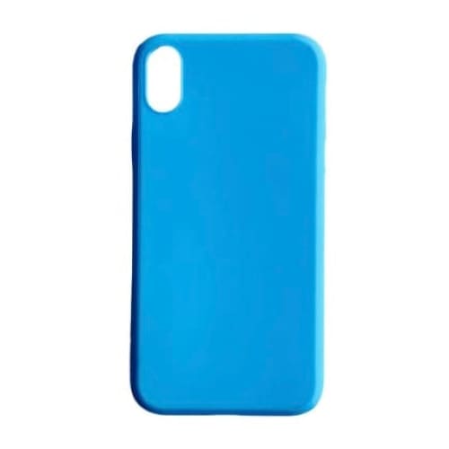 Sky blue 9eight5 iPhone XR case showing smooth, protective phone cover with precise cutouts for buttons and camera.