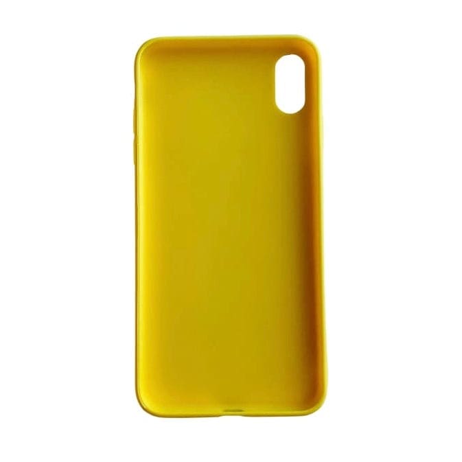 Yellow iPhone XS Max case by 9eight5, slim protective phone case with a smooth finish for the Apple smartphone.