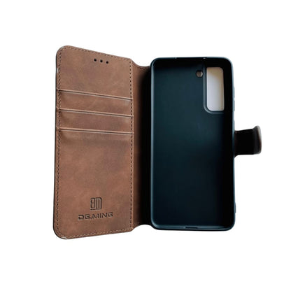 Brown Samsung Galaxy S21 FE phone case by 9eight5, protective cover with textured design for stylish phone protection.