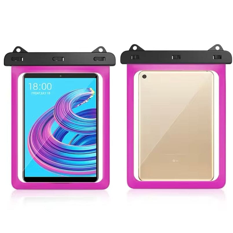 Black waterproof iPad and tablet bag by 9eight5, showing durable material and secure zipper closure for phone and tablet protection.