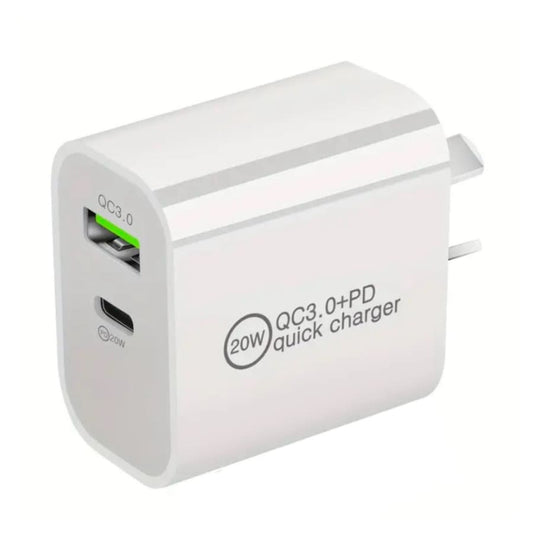 9eight5 Type C and USB power adapter wall plug for watches, designed for NZ and AUS outlets, compact and versatile accessory.