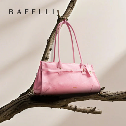 BAFELLI Pink Saffiano Leather Crossbody Bag