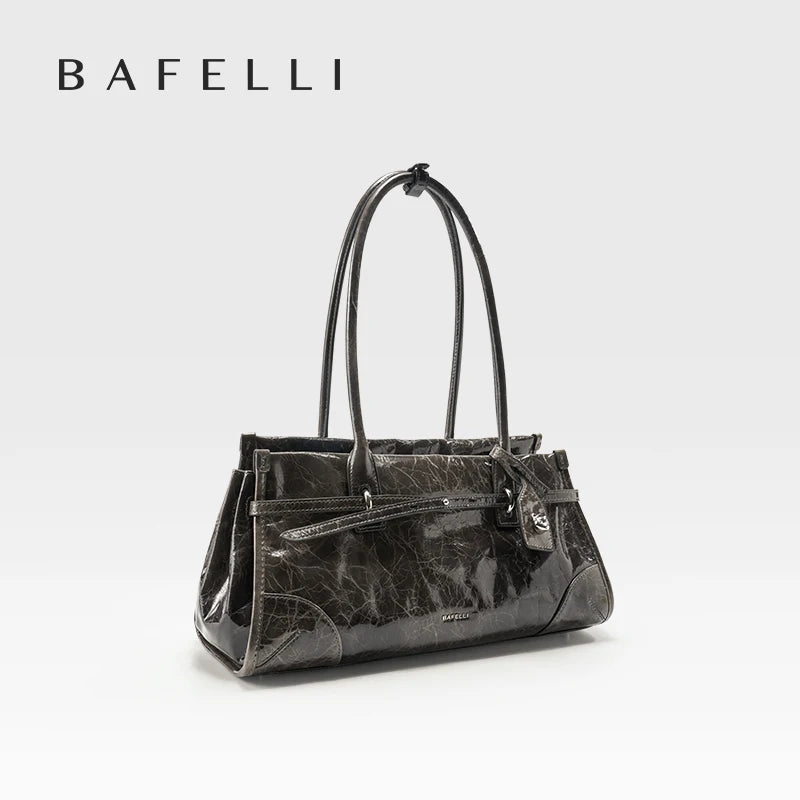 BAFELLI Vintage Soft Leather Baguette Shoulder Bag