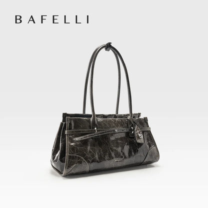 BAFELLI Vintage Soft Leather Baguette Shoulder Bag
