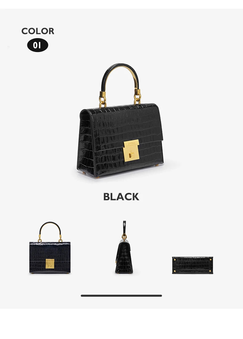 BAFELLI Crocodile-Grain Leather Flap Bag