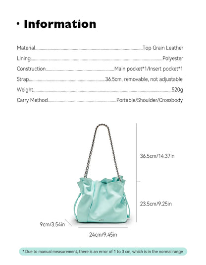BAFELLI Genuine Cowhide Leather Bucket Handbag