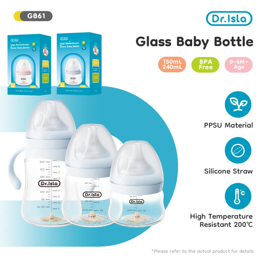 MAMIJOY Baby Glass Bottle High 80/160/240ml Borosilicate Wide-mouthed