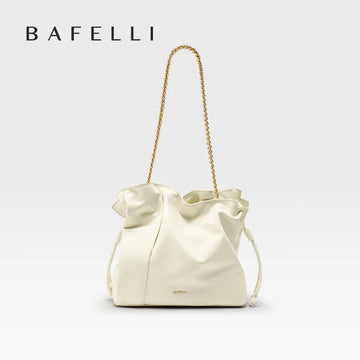 BAFELLI Genuine Cowhide Leather Bucket Handbag