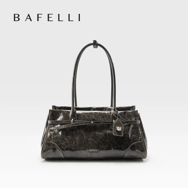 BAFELLI Vintage Soft Leather Baguette Shoulder Bag