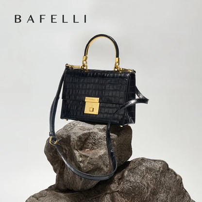 BAFELLI Crocodile-Grain Leather Flap Bag
