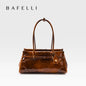 BAFELLI Vintage Soft Leather Baguette Shoulder Bag