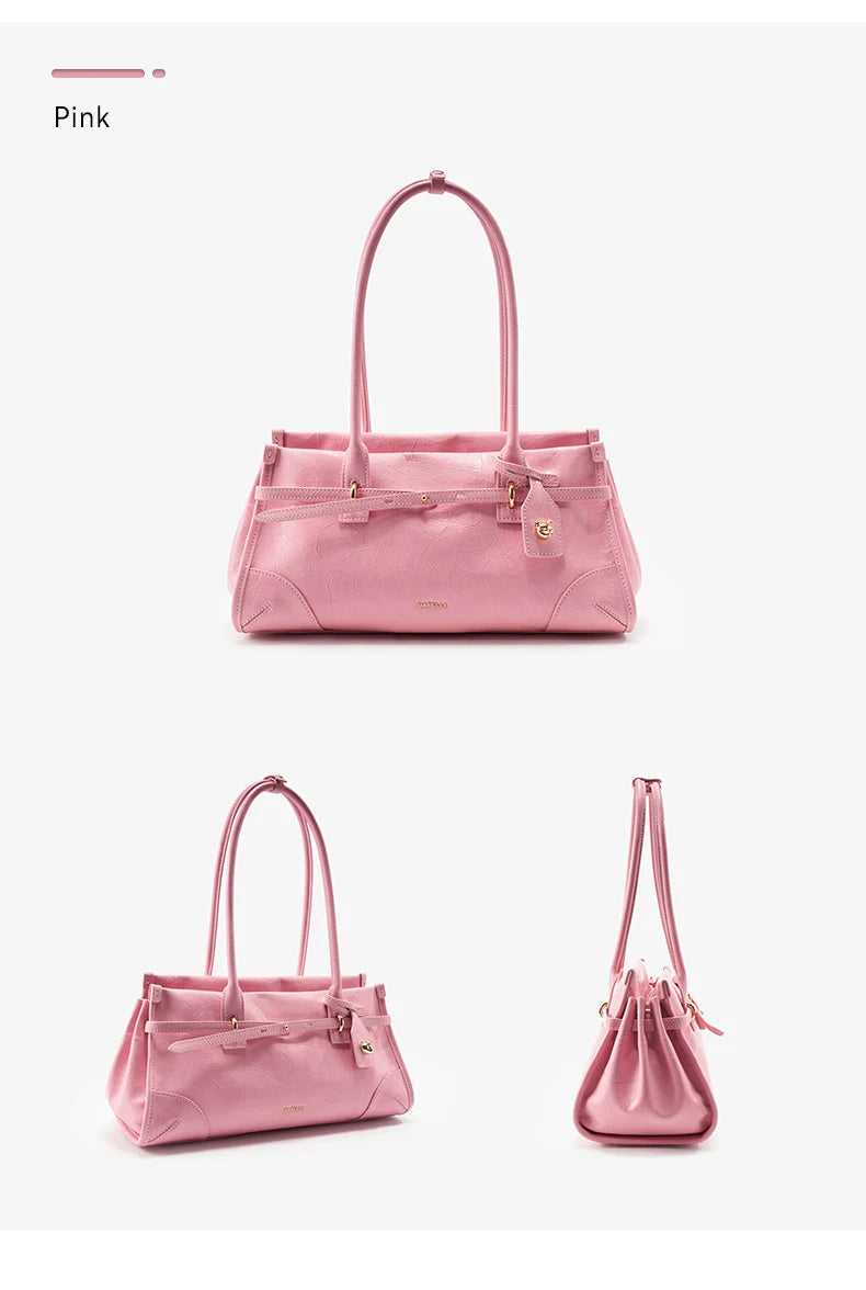 BAFELLI Pink Saffiano Leather Crossbody Bag