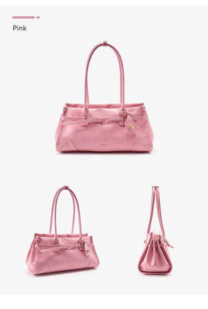 BAFELLI Pink Saffiano Leather Crossbody Bag