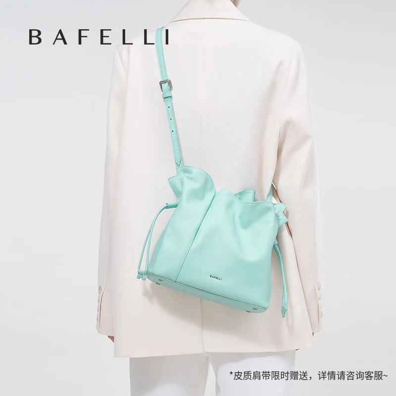 BAFELLI Genuine Cowhide Leather Bucket Handbag