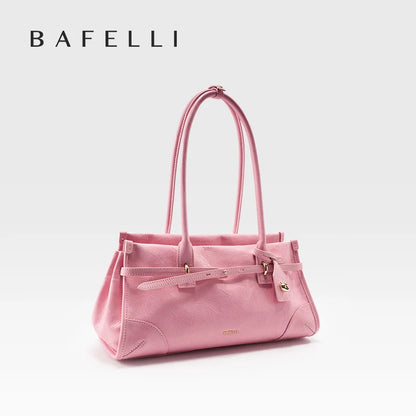 BAFELLI Pink Saffiano Leather Crossbody Bag