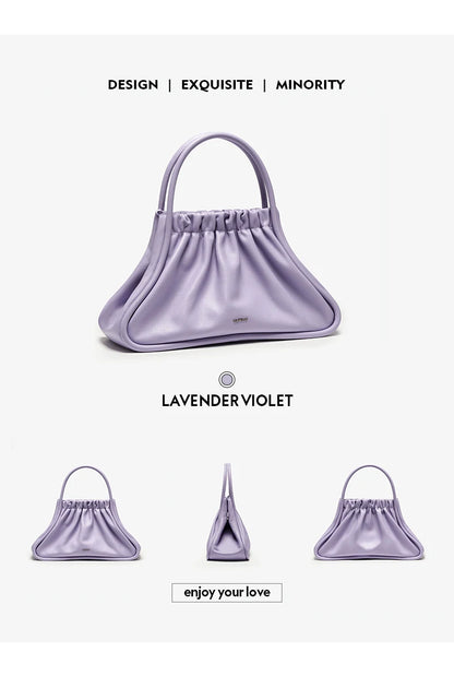 BAFELLI Ruched Genuine Leather Tote Bag
