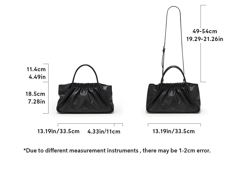 BAFELLI Ruched Genuine Leather Tote Bag