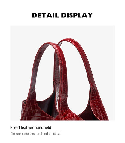 BAFELLI Full-Leather Crocodile-Pattern Large Tote Bag