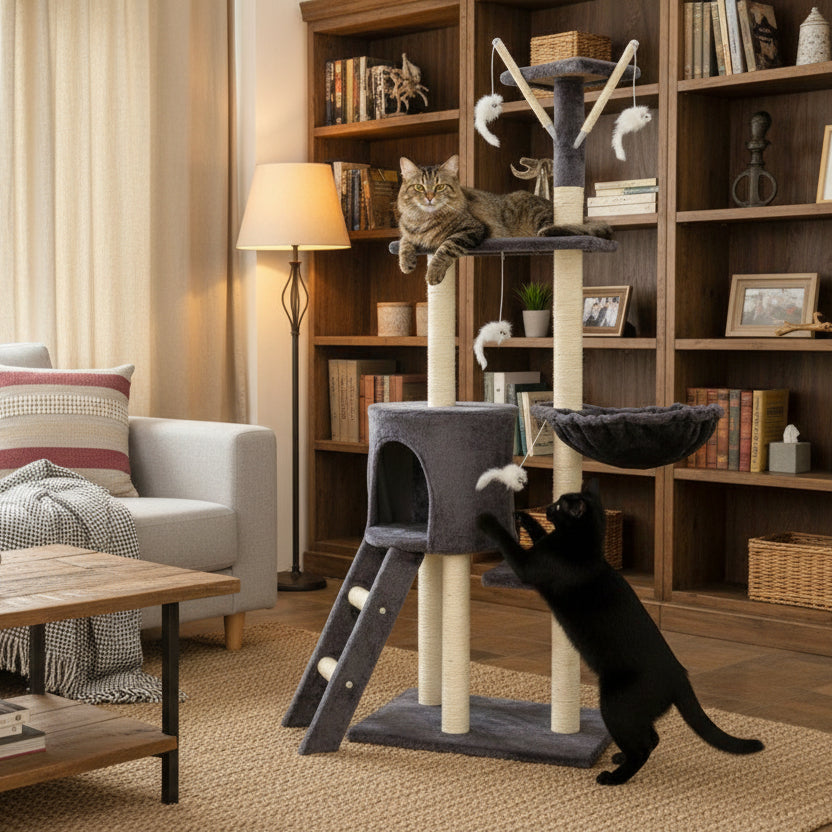 148cm Cat Tree House Scratching Post Condo - Dark GREY dealonline.co.nz
