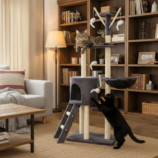 148cm Cat Tree House Scratching Post Condo - Dark GREY dealonline.co.nz