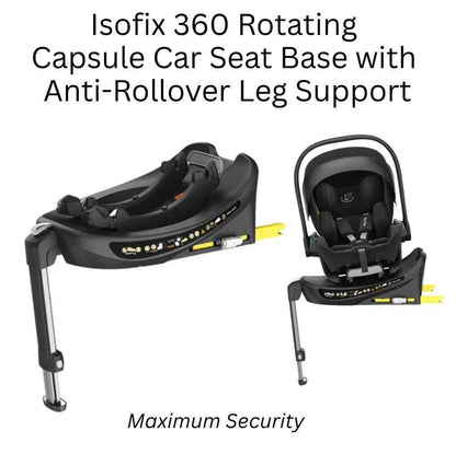 Crown Y Luxury Travel System - Reversible Stroller + Reclining i-Size Capsule + Rotating ISOFIX Base