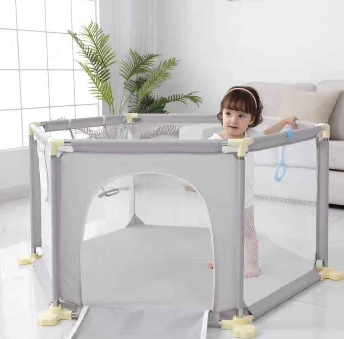 Hexagon Baby Playpen with Zipper Door Kids Play Area