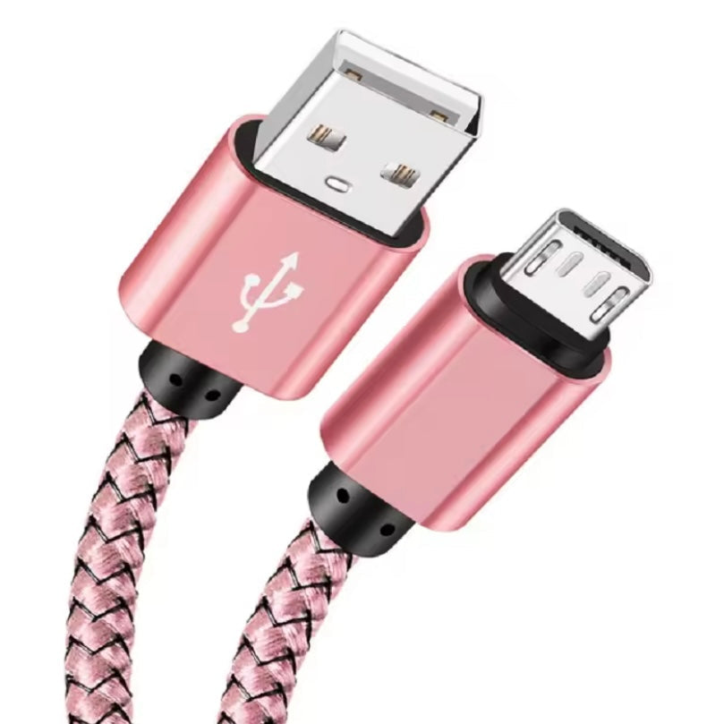 Rose gold 9eight5 Micro USB charger cable for Samsung phones and tablets, 2 meters long, Type B connection, phone accessory