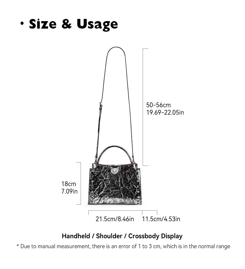 BAFELLI Rivet Cowhide Leather Crossbody Bag
