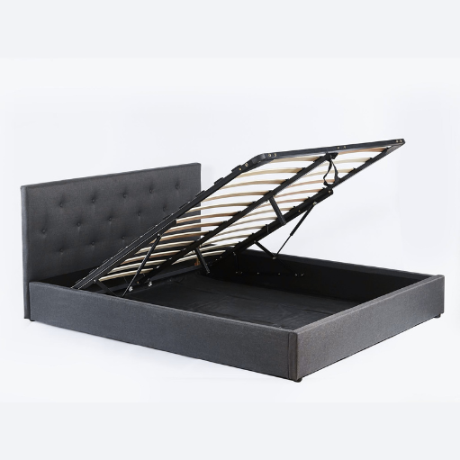 Pilkington Fabric Bed Frame with massive storage Dark Grey Queen sue-e furniture