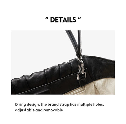 BAFELLI Ruched Genuine Leather Tote Bag
