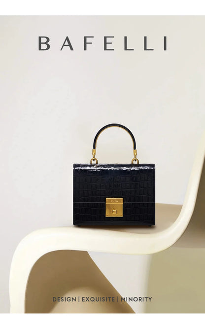 BAFELLI Crocodile-Grain Leather Flap Bag