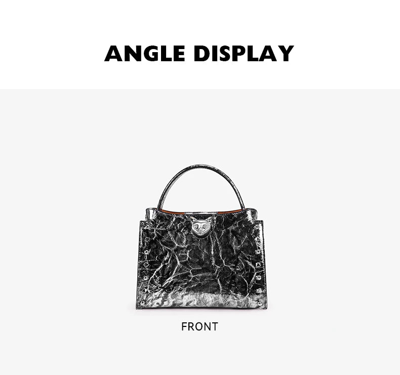 BAFELLI Rivet Cowhide Leather Crossbody Bag