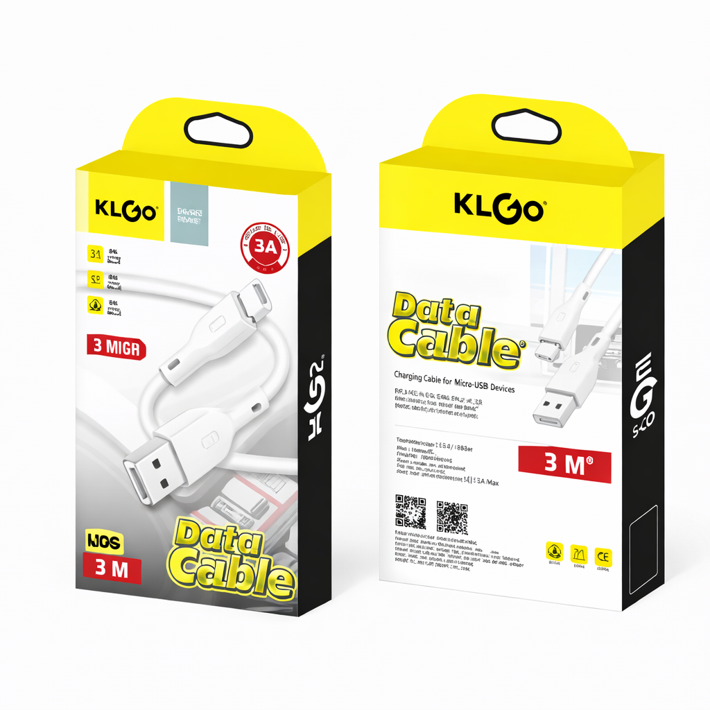 Nest & Stem Homewares Frankly Cotton Android fast charge cable, 3-meter length, with durable cotton braid and USB connector.