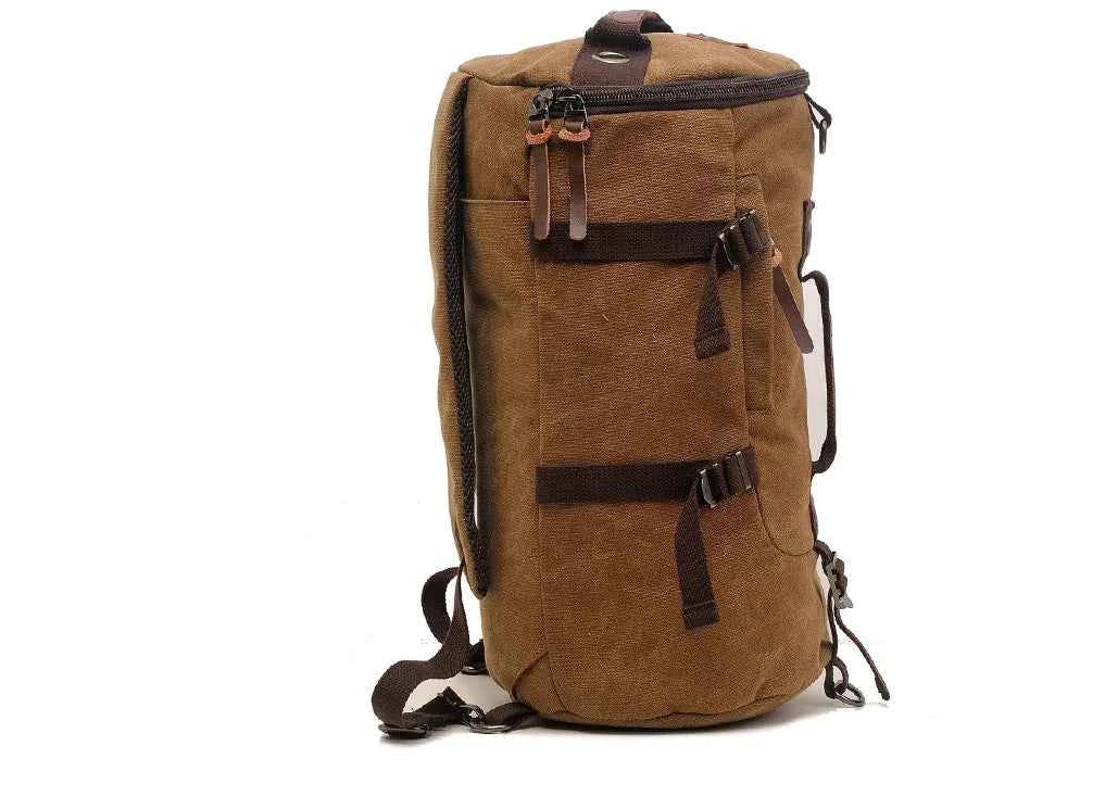 50L Canvas Hiking Backpack - Retro Style Travel Rucksack with Leather Accents | Men's Outdoor Pack