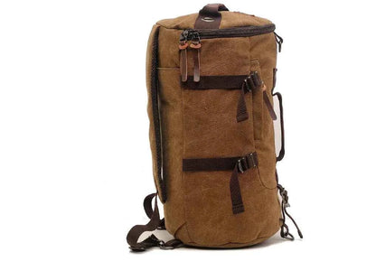 50L Canvas Hiking Backpack - Retro Style Travel Rucksack with Leather Accents | Men's Outdoor Pack